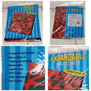 Expandable Jumbo Book Cover Red Green Square Design